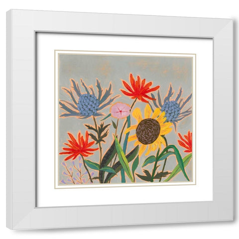 Thistle Bouquet II White Modern Wood Framed Art Print with Double Matting by Borges, Victoria