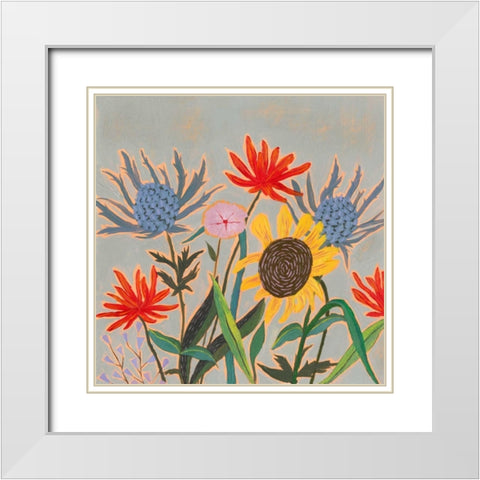 Thistle Bouquet II White Modern Wood Framed Art Print with Double Matting by Borges, Victoria