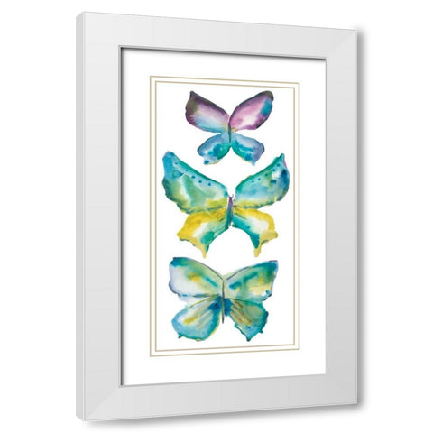 Jeweled Butterflies III White Modern Wood Framed Art Print with Double Matting by Zarris, Chariklia