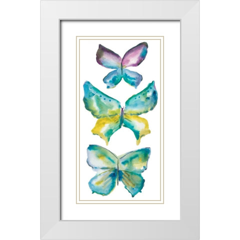 Jeweled Butterflies III White Modern Wood Framed Art Print with Double Matting by Zarris, Chariklia