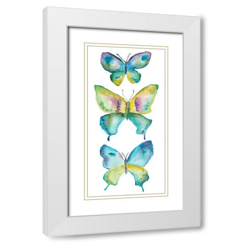 Jeweled Butterflies IV White Modern Wood Framed Art Print with Double Matting by Zarris, Chariklia