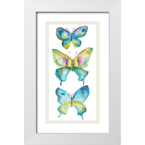 Jeweled Butterflies IV White Modern Wood Framed Art Print with Double Matting by Zarris, Chariklia