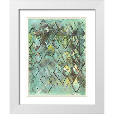 Lattice in Green I White Modern Wood Framed Art Print with Double Matting by Combs, Joyce