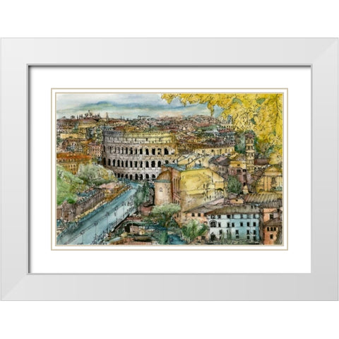 European Afternoon III White Modern Wood Framed Art Print with Double Matting by Wang, Melissa