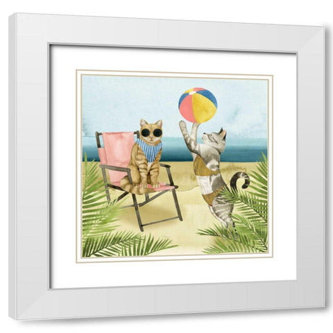 Coastal Kitties I White Modern Wood Framed Art Print with Double Matting by Popp, Grace