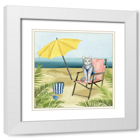Coastal Kitties II White Modern Wood Framed Art Print with Double Matting by Popp, Grace
