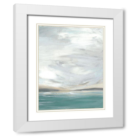 Seafoam Vista I White Modern Wood Framed Art Print with Double Matting by Vess, June Erica