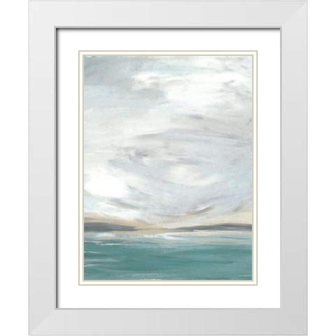 Seafoam Vista I White Modern Wood Framed Art Print with Double Matting by Vess, June Erica