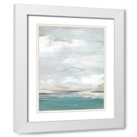 Seafoam Vista II White Modern Wood Framed Art Print with Double Matting by Vess, June Erica