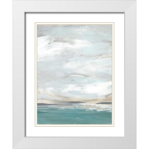 Seafoam Vista II White Modern Wood Framed Art Print with Double Matting by Vess, June Erica