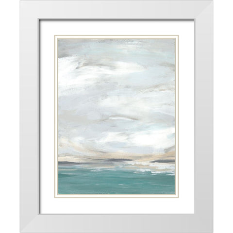 Seafoam Vista II White Modern Wood Framed Art Print with Double Matting by Vess, June Erica