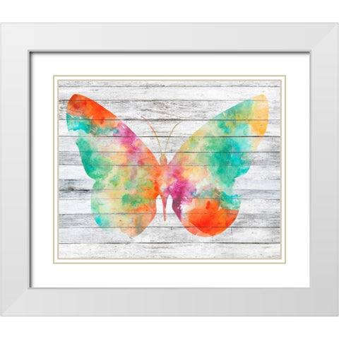 Wings on Wood I White Modern Wood Framed Art Print with Double Matting by Goldberger, Jennifer