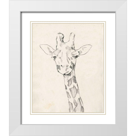Giraffe Portrait II White Modern Wood Framed Art Print with Double Matting by Goldberger, Jennifer