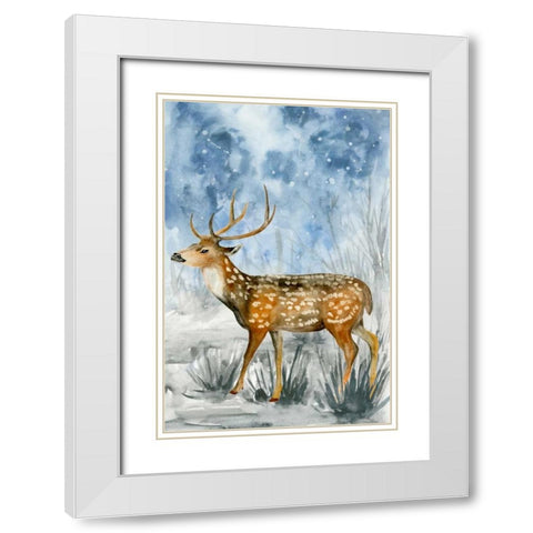Snowy Night II White Modern Wood Framed Art Print with Double Matting by Wang, Melissa