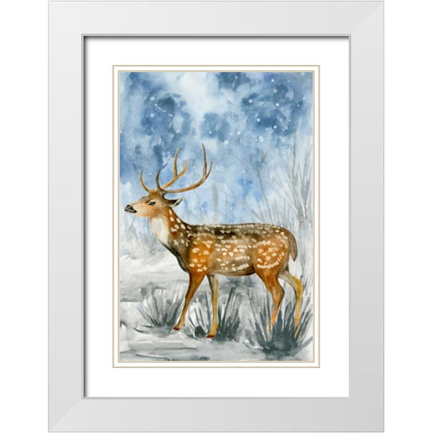 Snowy Night II White Modern Wood Framed Art Print with Double Matting by Wang, Melissa