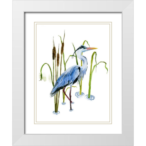 At the Pond II White Modern Wood Framed Art Print with Double Matting by Wang, Melissa