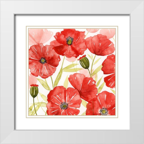 Poppy Screen I White Modern Wood Framed Art Print with Double Matting by Popp, Grace