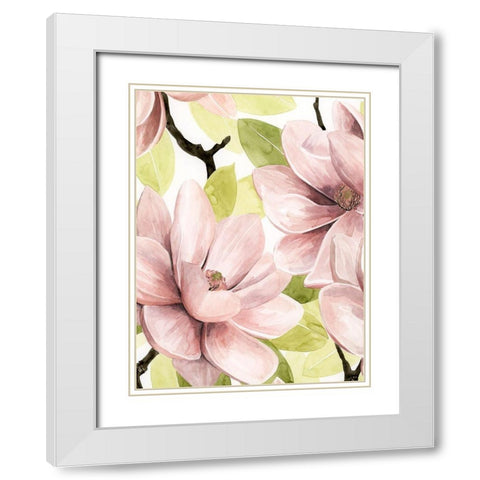 Blush Magnolia I White Modern Wood Framed Art Print with Double Matting by Popp, Grace