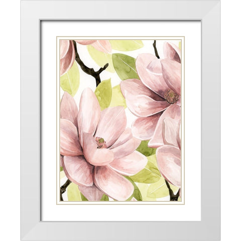 Blush Magnolia I White Modern Wood Framed Art Print with Double Matting by Popp, Grace