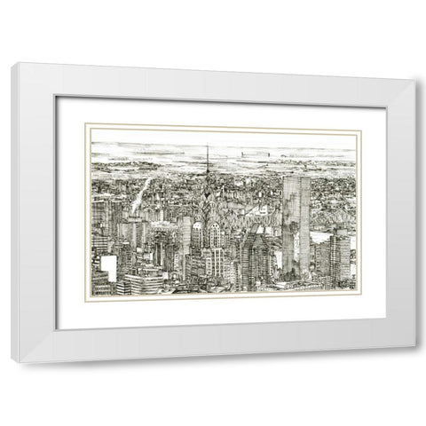 Skyline Sketch I White Modern Wood Framed Art Print with Double Matting by Wang, Melissa