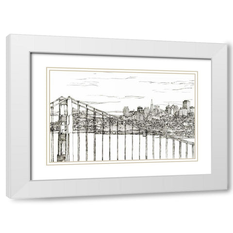 Skyline Sketch II White Modern Wood Framed Art Print with Double Matting by Wang, Melissa