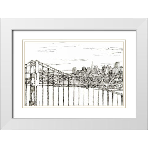 Skyline Sketch II White Modern Wood Framed Art Print with Double Matting by Wang, Melissa