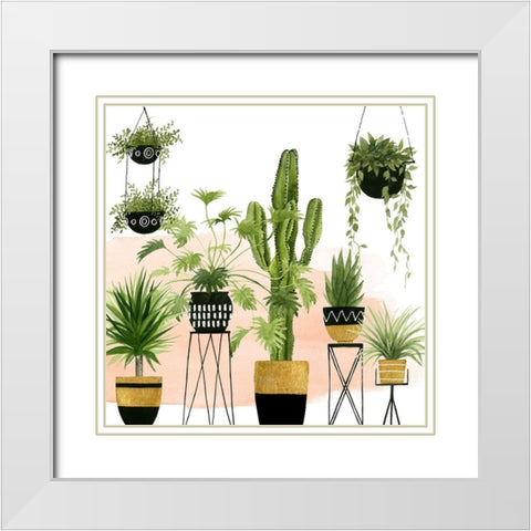 Indoor Oasis I White Modern Wood Framed Art Print with Double Matting by Popp, Grace