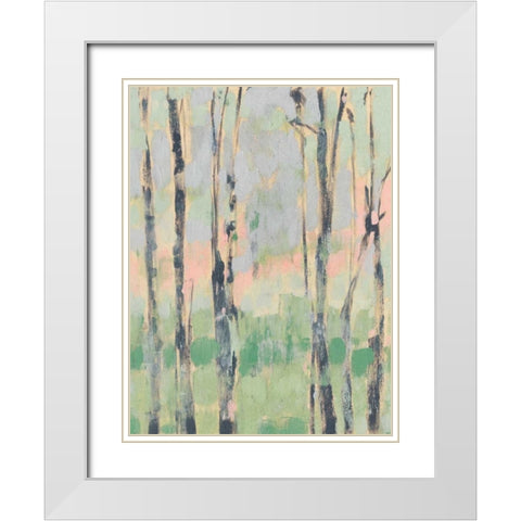 Pastels in the Trees II White Modern Wood Framed Art Print with Double Matting by Goldberger, Jennifer