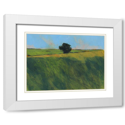 Lone Hedgerow Tree White Modern Wood Framed Art Print with Double Matting by Bailey, Paul