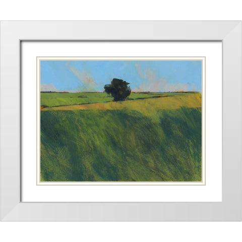 Lone Hedgerow Tree White Modern Wood Framed Art Print with Double Matting by Bailey, Paul