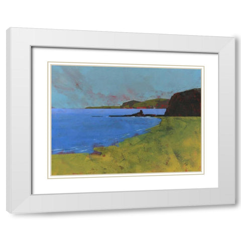 Ceredigion Cliffs White Modern Wood Framed Art Print with Double Matting by Bailey, Paul