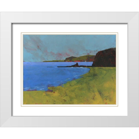 Ceredigion Cliffs White Modern Wood Framed Art Print with Double Matting by Bailey, Paul