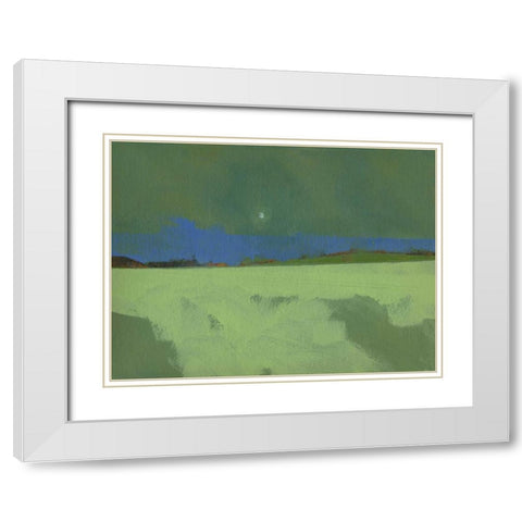 Green Moon Rising White Modern Wood Framed Art Print with Double Matting by Bailey, Paul