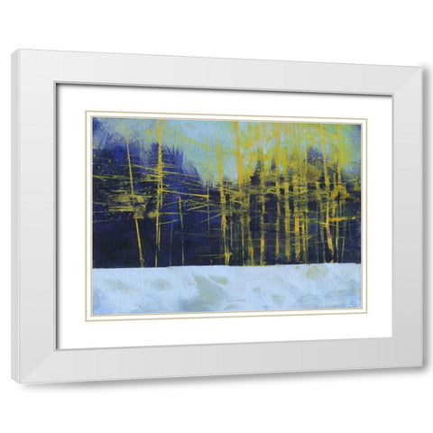 Golden Winter Pines White Modern Wood Framed Art Print with Double Matting by Bailey, Paul