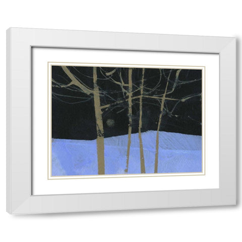 Four Trees and the Moon II White Modern Wood Framed Art Print with Double Matting by Bailey, Paul