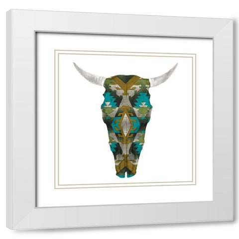 Day of the Dead Skull Mount I White Modern Wood Framed Art Print with Double Matting by Studio W