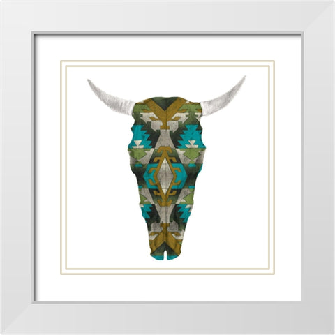 Day of the Dead Skull Mount I White Modern Wood Framed Art Print with Double Matting by Studio W