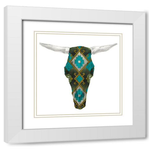 Day of the Dead Skull Mount II White Modern Wood Framed Art Print with Double Matting by Studio W