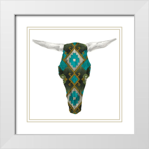 Day of the Dead Skull Mount II White Modern Wood Framed Art Print with Double Matting by Studio W