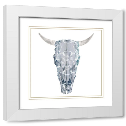 Day of the Dead Skull Mount III White Modern Wood Framed Art Print with Double Matting by Studio W