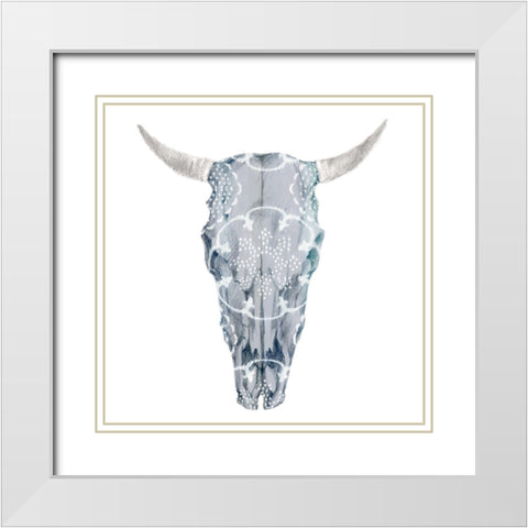 Day of the Dead Skull Mount III White Modern Wood Framed Art Print with Double Matting by Studio W