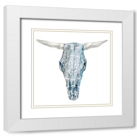Day of the Dead Skull Mount IV White Modern Wood Framed Art Print with Double Matting by Studio W