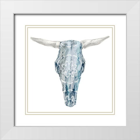Day of the Dead Skull Mount IV White Modern Wood Framed Art Print with Double Matting by Studio W