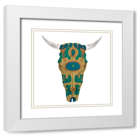 Day of the Dead Skull Mount V White Modern Wood Framed Art Print with Double Matting by Studio W