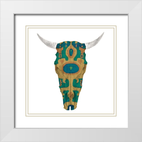 Day of the Dead Skull Mount V White Modern Wood Framed Art Print with Double Matting by Studio W
