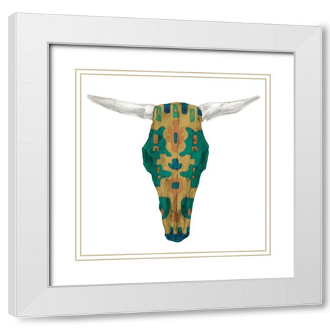 Day of the Dead Skull Mount VI White Modern Wood Framed Art Print with Double Matting by Studio W