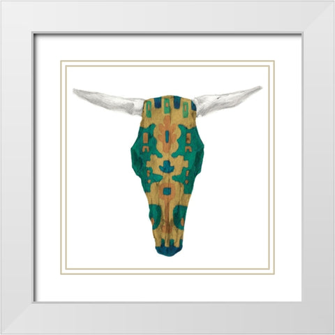 Day of the Dead Skull Mount VI White Modern Wood Framed Art Print with Double Matting by Studio W