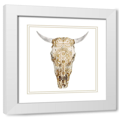 Day of the Dead Skull Mount VII White Modern Wood Framed Art Print with Double Matting by Studio W