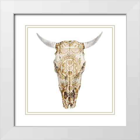 Day of the Dead Skull Mount VII White Modern Wood Framed Art Print with Double Matting by Studio W