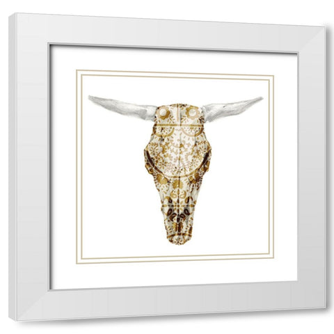 Day of the Dead Skull Mount VIII White Modern Wood Framed Art Print with Double Matting by Studio W